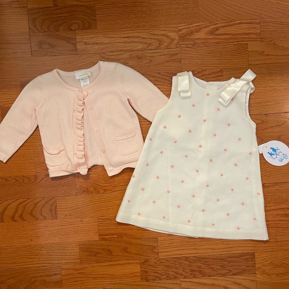 Boutique Sundress for baby girl with bloomingdale cardigan